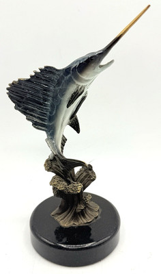 SPI Galleries Bronze Sculpture Statue SAILFISH / SWORDFISH on Marble Base 7''