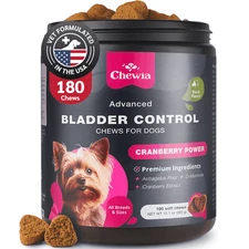 CHEWIA Dog Cranberry UTI Treatment Supplement for Bladder & Kidney Health 180 Ct