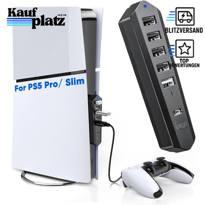 USB Hub für PlayStation 5 Pro Slim 1 Typ C 4 USB 2.0 Anschlüsse Ladeanschluss