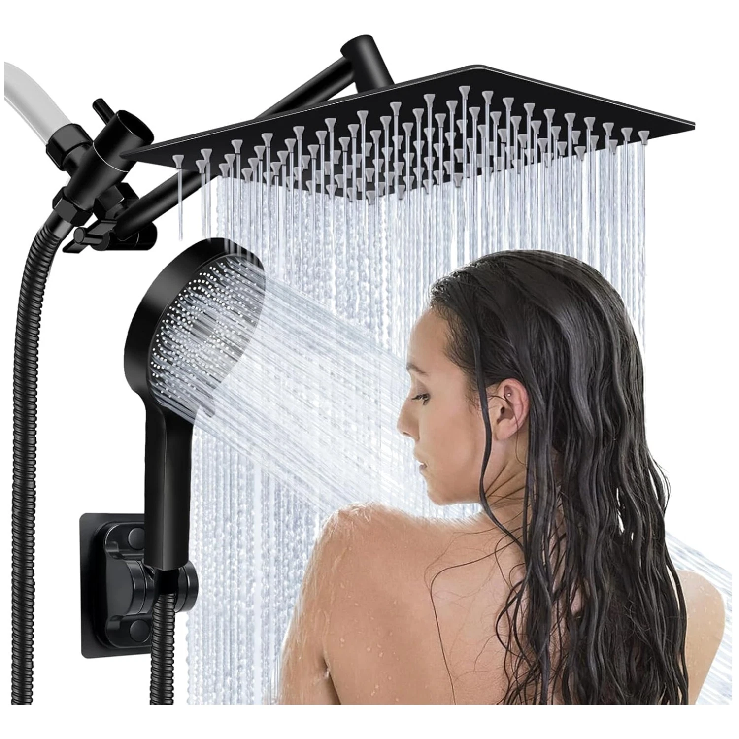 10" Rain Shower Head Combo with Handheld Spray - Matt Black