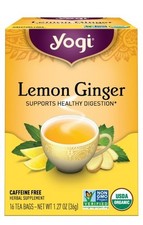 Yogi Tea Lemon Ginger, Caffeine-Free Organic Herbal Tea Bags, 16 Count x2