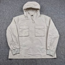 Cast No Shadow Jacket Mens Medium Beige Smock Pullover Utility Casual Mod Hooded