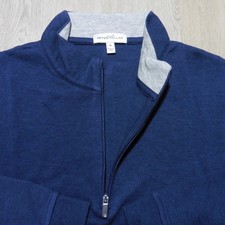 PETER MILLAR Mens M MEDIUM PULLOVER NAVY BLUE CROWN COMFORT 1/4 ZIP POLO SWEATER