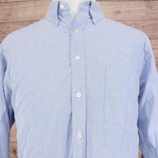 Chaps Classic Fit Oxford Shirt Mens 18-18.5 34/35 Blue Button Down Wrinkle Free