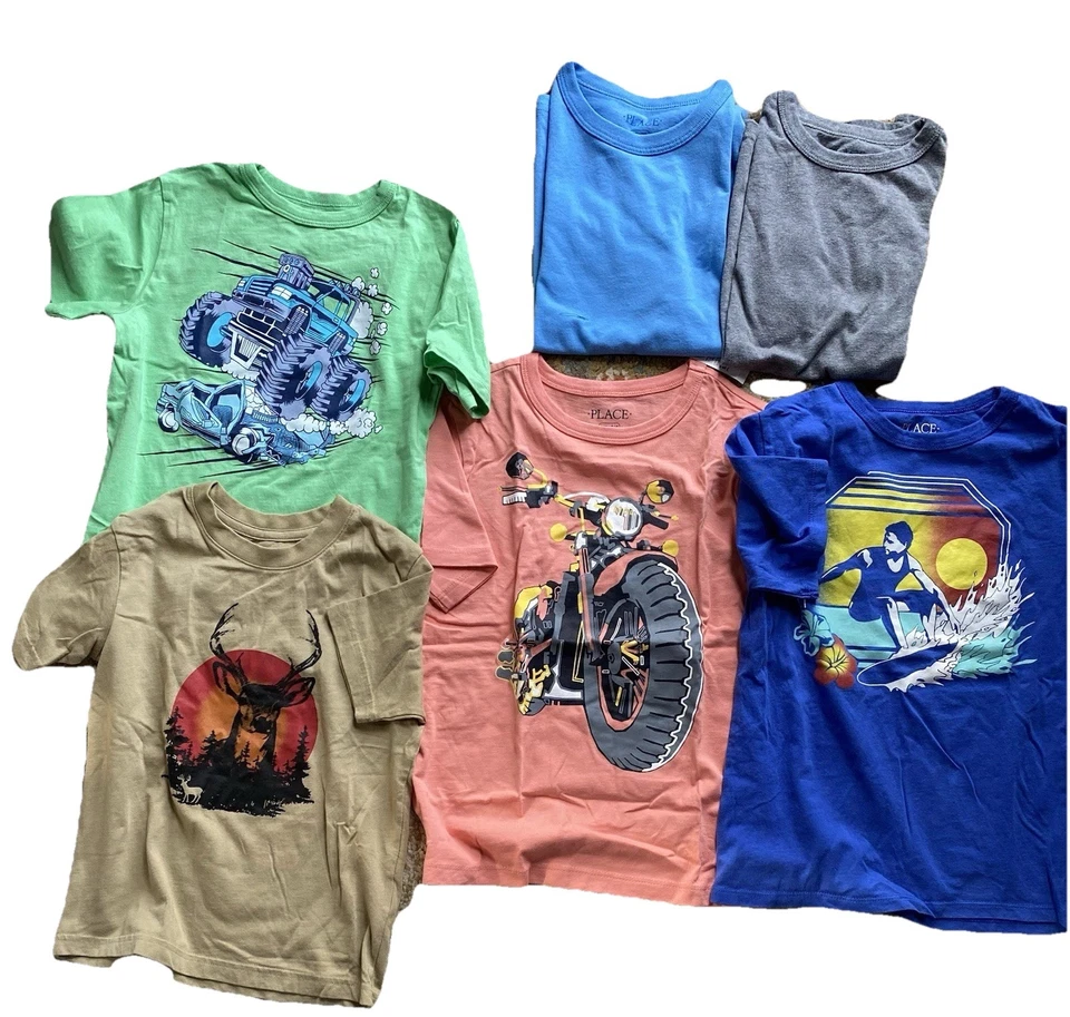 Children’s Place Boys Clothing Lot Size 5/6 T Shirts Denim Jacket - Image 2 of 4