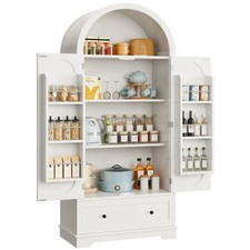 70.9" Tall Arched Kitchen Pantry, Kitchen Cabinet with Large Drawer, Adjustab...