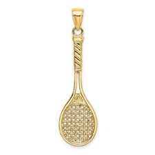 14K 3-D Polished Tennis Racquet Charm 37.3 X 13.2MM  3.46gm