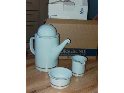 Porsgrund Norway Kaffeekanne Zuckerdose Milchkännchen Set NEU Grete Rønning 1983