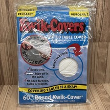 Kwik-Covers Set of 3 60" White Round Kwik Banquet Table Covers 60PK-W Sealed