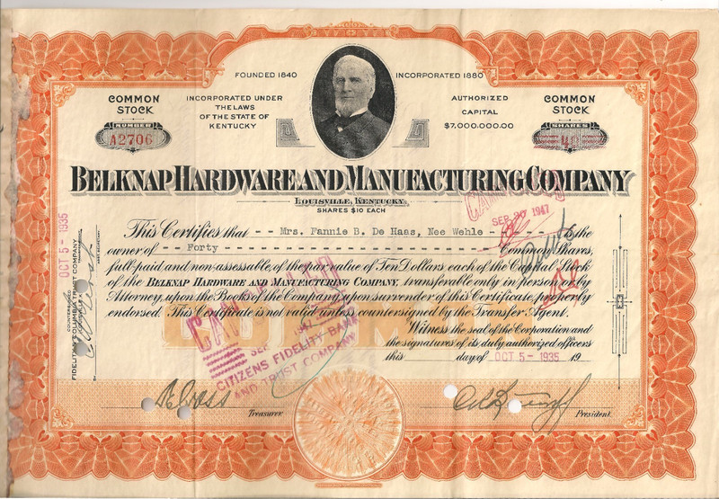 #A1520 1935 Belknap Hardware & Manufacturing Haas Brandeis Louisville, Kentucky