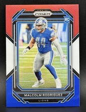 2022 Panini Prizm #350 Malcolm Rodriguez Red White & Blue Prizm RC Rookie Card. rookie card picture