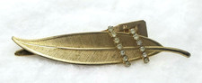 ELEGANT Mid century Gold tone RHINESTONE signed LADY ELLEN HAIR CLIP Metal J890