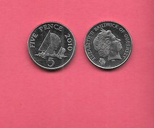 GUERNSEY KM97 2010 5 PENCE UNCIRCULATED-BU MINT-UNC MODERN BOAT COIN