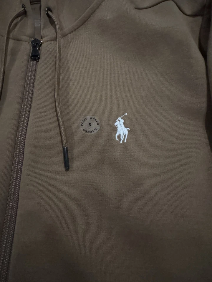 Polo Ralph Lauren Sweatshirt Adult Small Brown Full Zip Long Sleeve Hoodie Men - Image 2 of 4