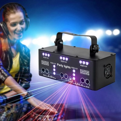 21 Lens RGB UV DJ Disco Stage Light Laser Strobe w Remote DMX Party Lighting