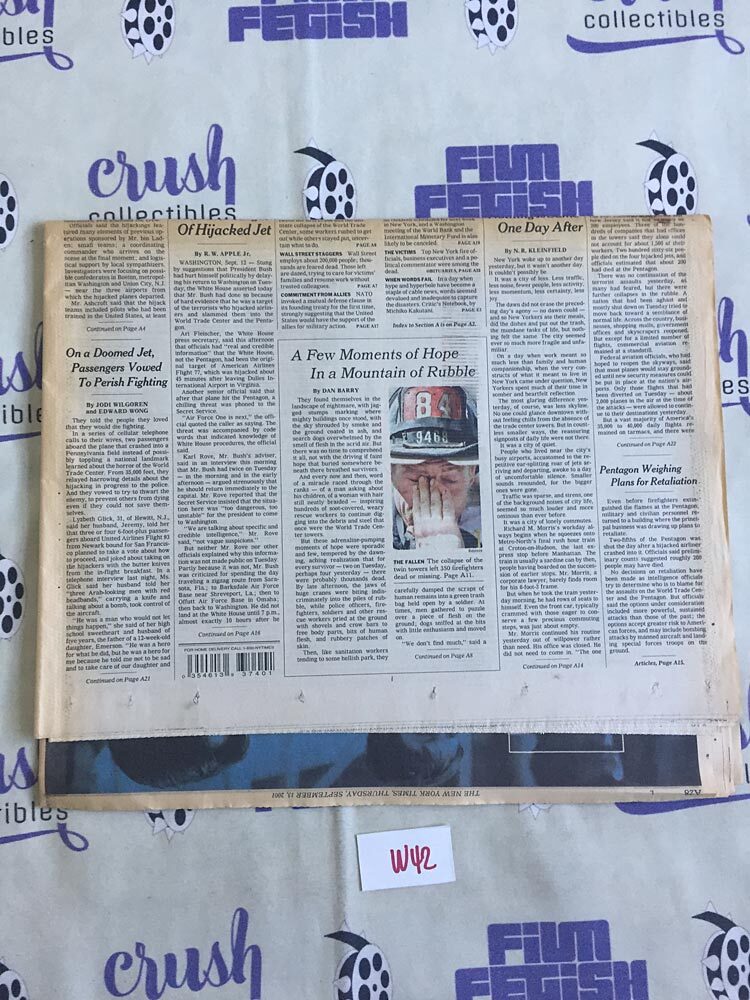 The New York Times (Sep 13, 2001) 911 After the Attacks Newspaper