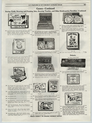 1919 PAPER AD Parker Bros National American Baseball Board Game Circus Tinograph
