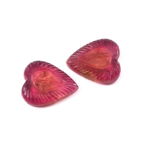 Loose Gemstone Natural Bio Tourmaline Hand Carved Fancy Heart Gemstone A668 - Picture 2 of 3