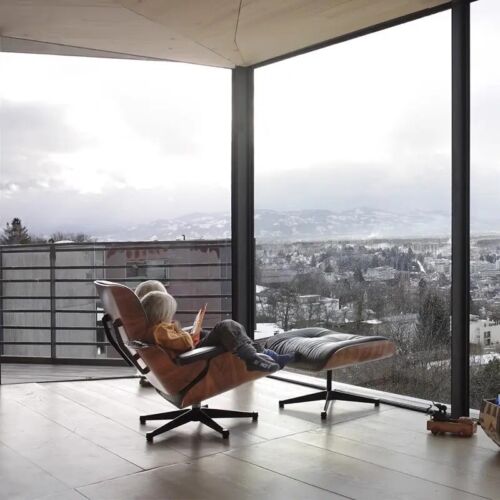 Designer Lounge Sessel und Ottoman -Eames-Stil, Echtes Leder - Bild 1 von 4