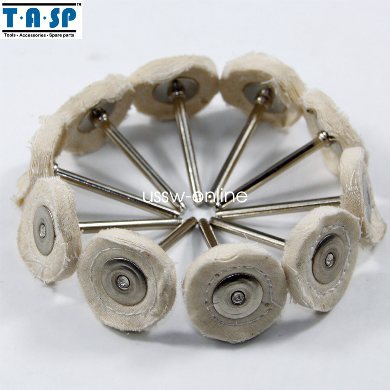 10PC Cloth Wheel Polishing Buffing Metals Dremel Mandrel with 1/8" 3