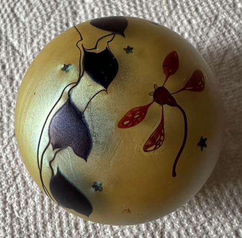 Rare Lundberg Studios 1979 Signed Paperweight - dragonfly and vine - Picture 2 of 6