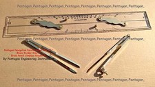 Parallel Ruler Brass Divider Pencil Compass Wooden Box Navigation Instrument
