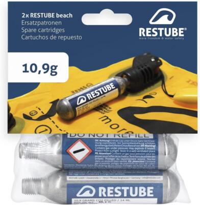 RESTUBE BEACH CO2 Ersatz-Patronen 10,9g Schwimmhilfe-Starterbundle 2 Stück
