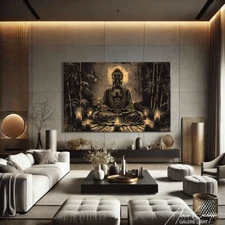 Yoga Art Canvas Abstract Buddha Art Print Mystical Wall Art Zen Decor