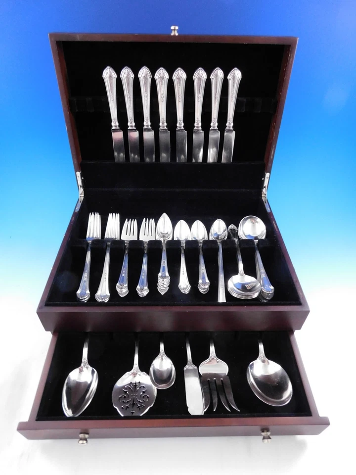 Juego de cubiertos de plata esterlina Lenox by Durgin para 8 Service 63 piezas monograma R Foto 2 de 4