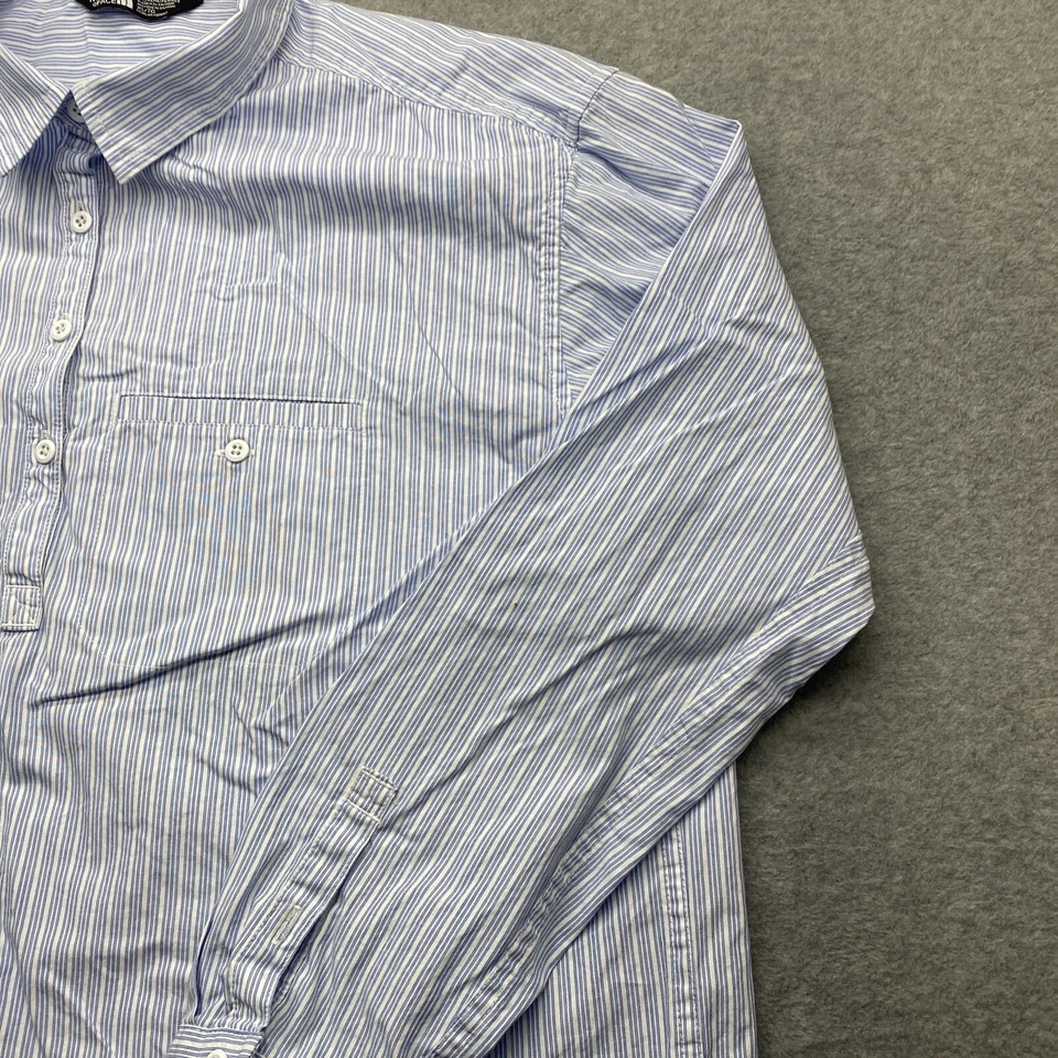 Camisa North Face para mujer extra grande manga larga 1/4 abotonada logotipo a rayas azules Foto 3 de 4