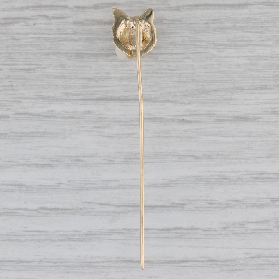 Vintage Wolf Stickpin Ruby Eyes Ouro Amarelo 14k - Imagem 2 de 4
