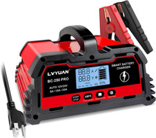 25A Car Battery Charger for 12/24V Lifepo4  Lead Acid - Portable Maintainer