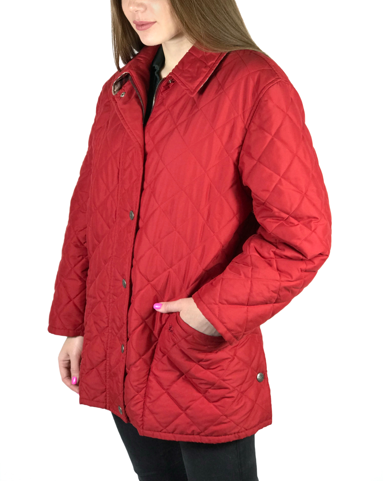 BURBERRY LONDON women's red nova check quilted jacket | Size EUR 38