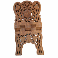 Vintage Hand Carved Wooden Folding Book Holder Bible Quran Display Stand India