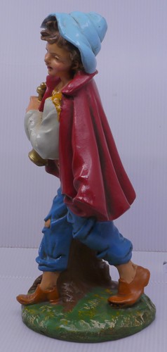 VINTAGE FONTANINI PAPER MACHE SHEPHERD WITH HORN, FLUTE NATIVITY FIGURE, 12-IN. - Picture 5 of 10