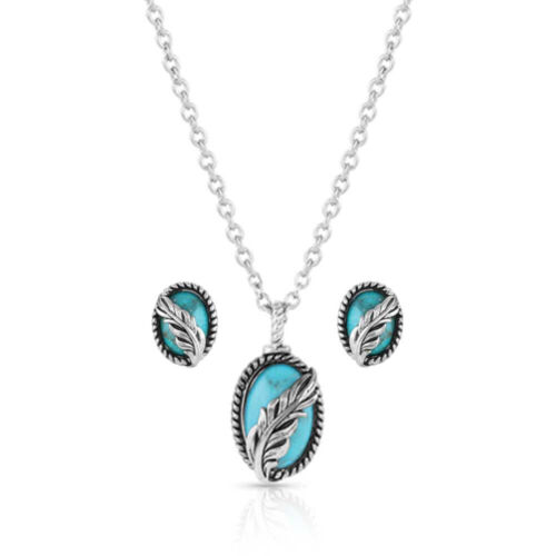 Montana Silversmiths World's Feather Turquoise Jewelry Set - Picture 1 of 3