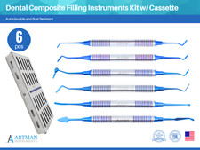 Dental Composite Non Stick Filling Instruments Kit 6pcs w/ Cassette ARTMAN