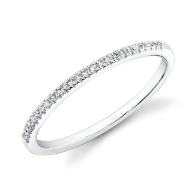 14K White Gold Diamond Band MM Ring Thin Wedding Natural - Main Image