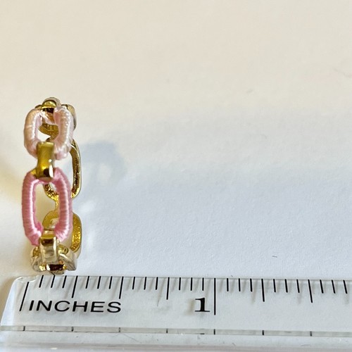 Gold Pink Chain Link Eternity Ring Size 9 Plated Stackable - Picture 10 of 10