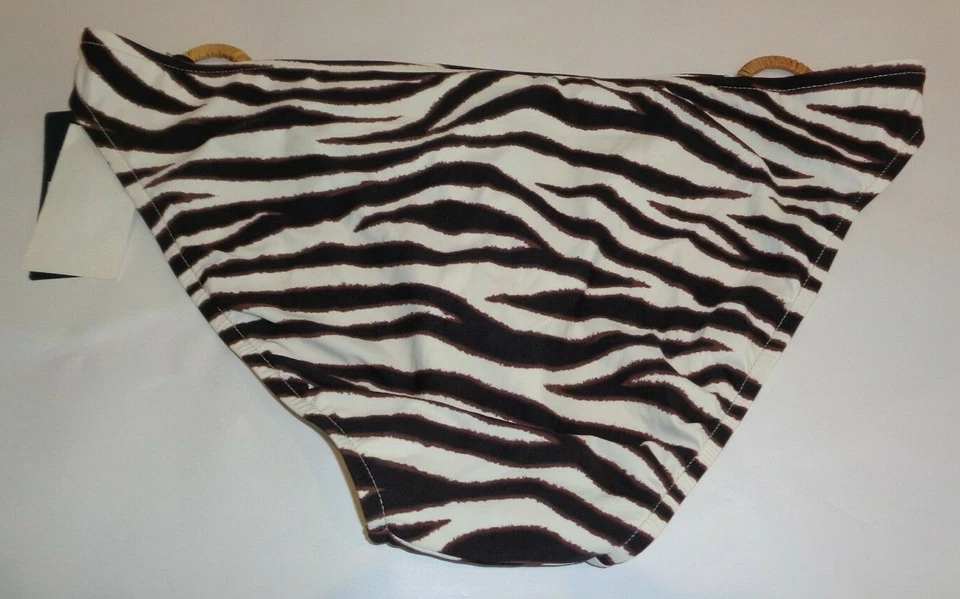 Ralph Lauren Talla Grande Marrón Blanco Nuevo Mujer Anillo Lateral Bikini Parte Inferior Traje de Baño Foto 2 de 4