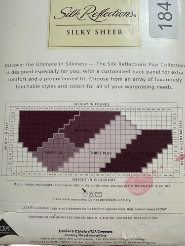 Hanes Plus Pantyhose Silk Reflections Silky Sheer Size One Plus Classic Navy - Picture 9 of 11
