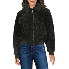Theory Womens Dolman Leather Shearling Reversible Bomber Jacket Coat Bhfo 9283