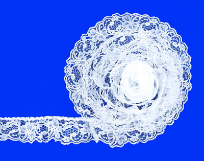 Bulk Lace~50 Yards White 2 Inch Wide Ruffled Floral Lace Trim