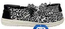 Hey Dude Women's Comfort Wendy Leopard Slip On Shoes Black/White Size:6 81H