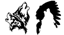 Indian Chief Wolf & Wolves Black Vinyl Graphic Decals Car Window Laptop Notebook