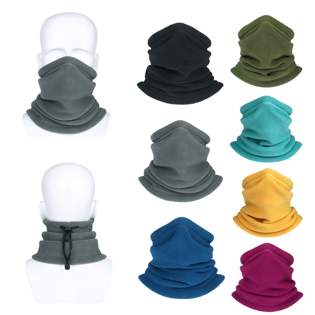 Winter Windproof Neck Warmer Gaiter Adjustable Face Mask Scarf for Men Women