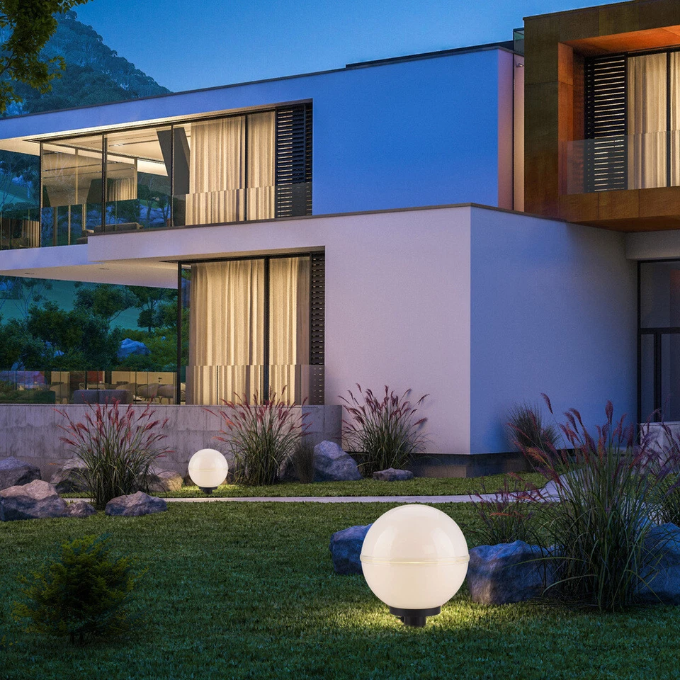 LED Kugelleuchte Gartenlampe 2er Set 20cm weiß Erdspieß Außenlampe Gartenleuchte - Bild 2 von 4