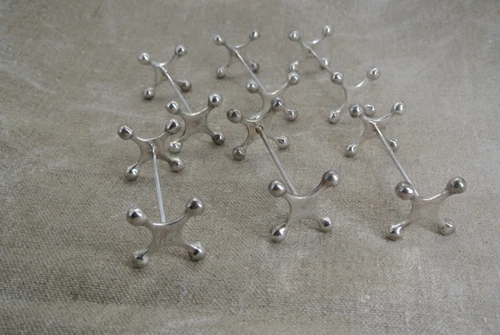6 Vintage Silver Plate Knife Rests Art Deco Jacks X