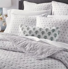 Sky Scallop Reversible KING Quilted Coverlet COMPLETE 6 Psc Set Gray 635 New