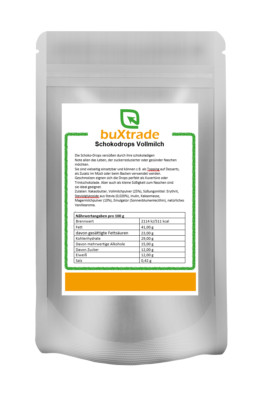 1 kg | Schokodrops Vollmilch | mit Stevia gesüßt | Buxtrade | Drops